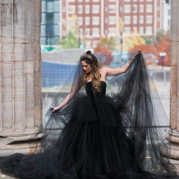 Black strapless wedding dress 