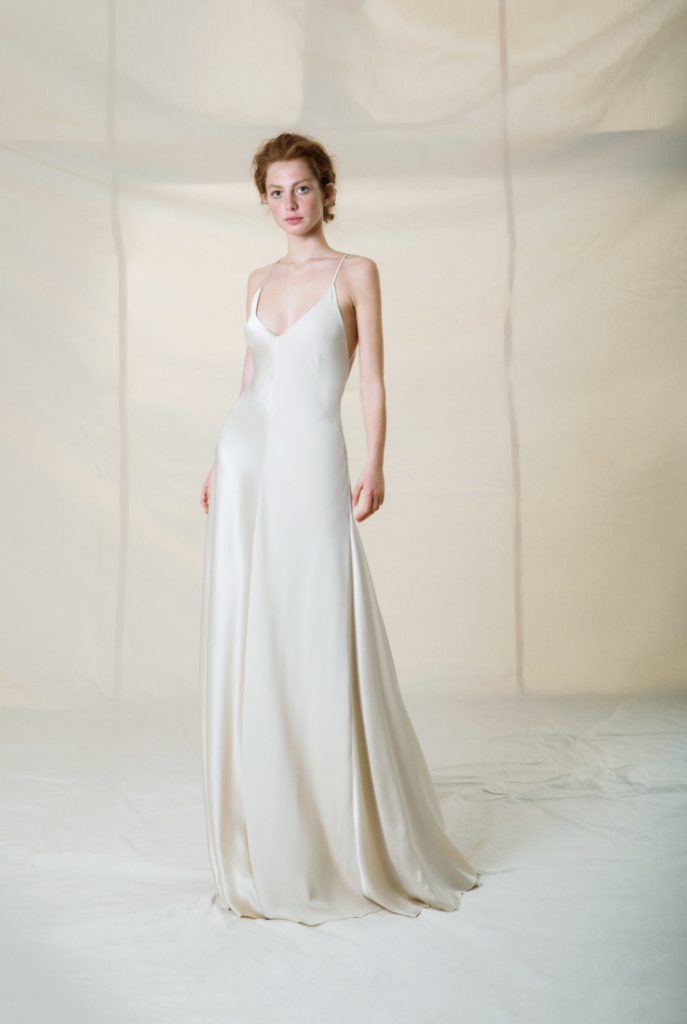 Flowy simple white wedding dress 