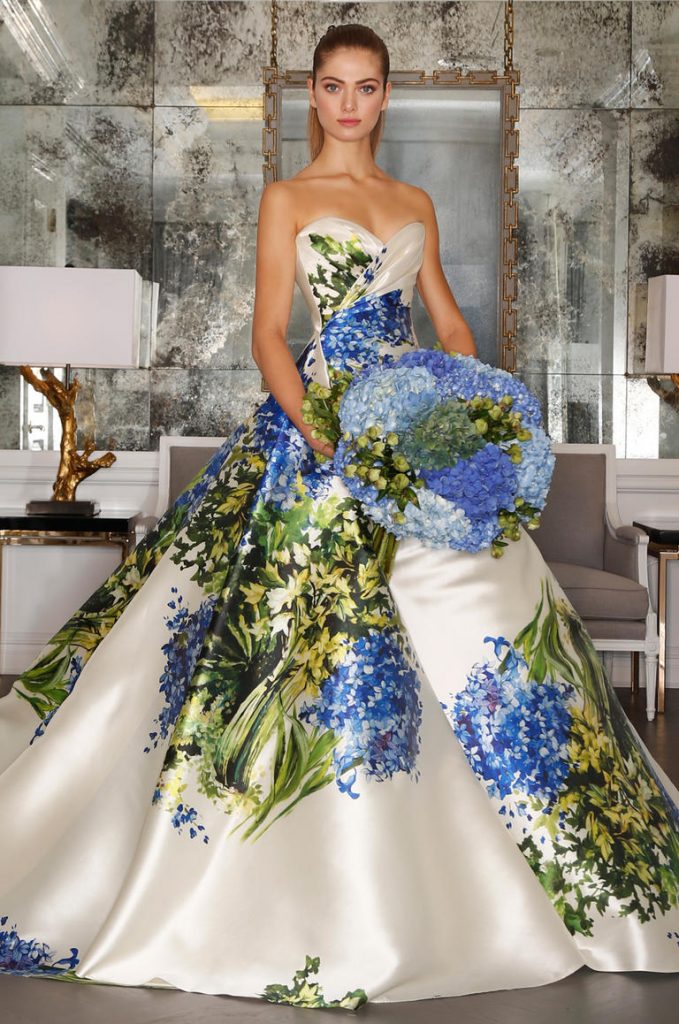 Hand-painted floral sick wedding dress 