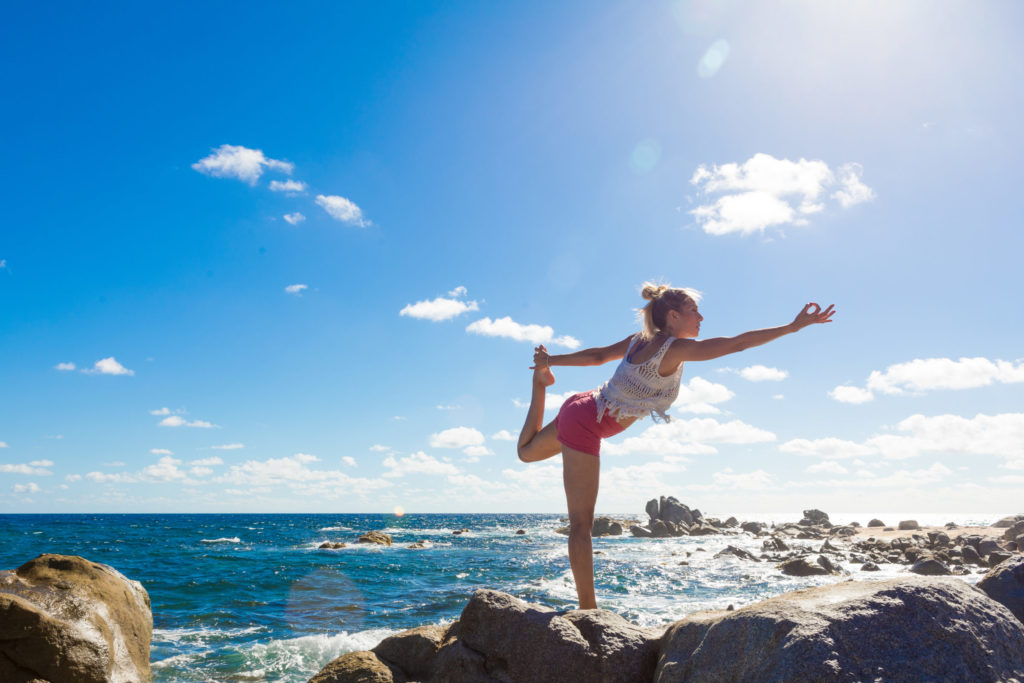 Yoga on the rocks in Aruba