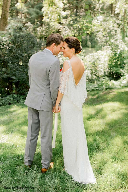 Boho wedding gown with a scoop open back