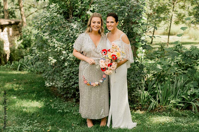 Bridesmaid in a sparkly silver dress