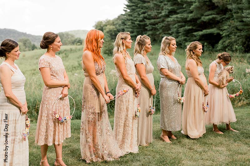 Neutral bridesmaid dresses before wedding