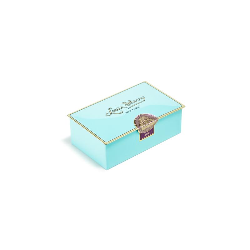 Artisan chocolates in teal box