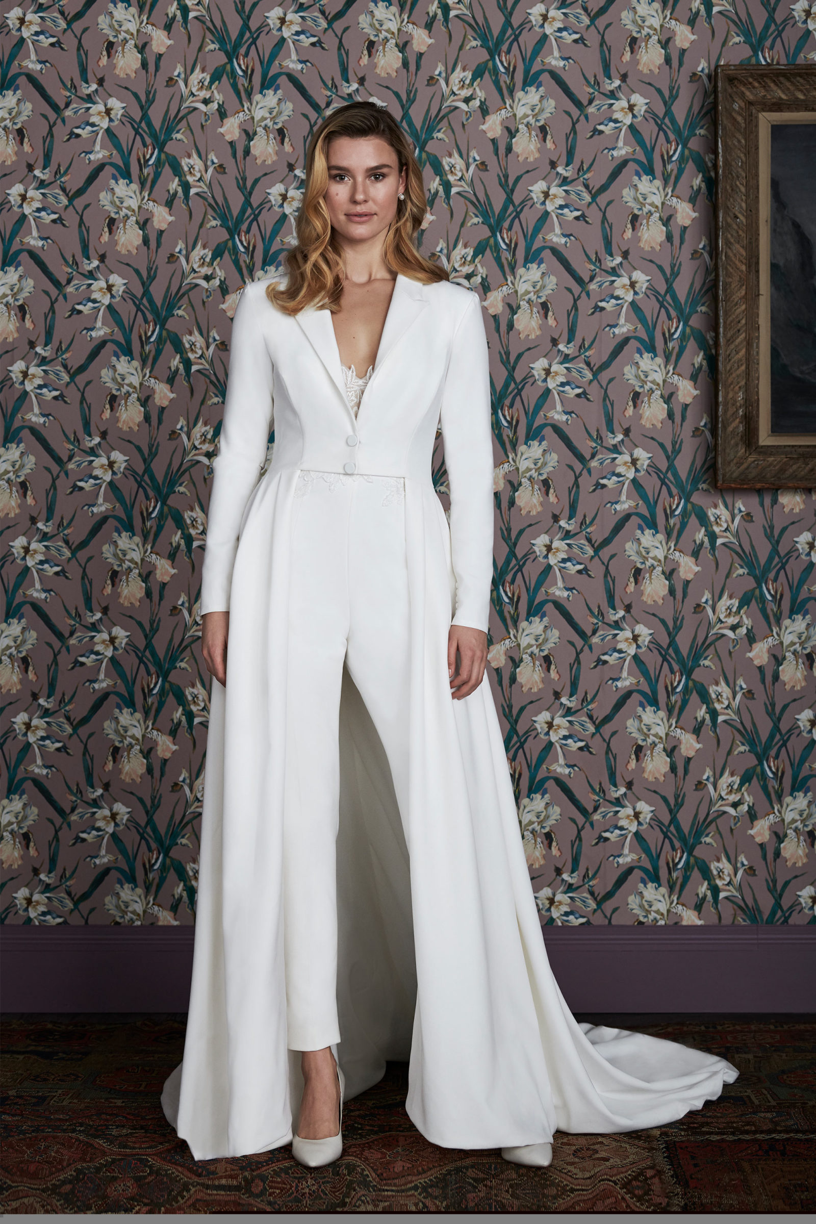 Different Bridal Fashion Week runway white jumpsuit