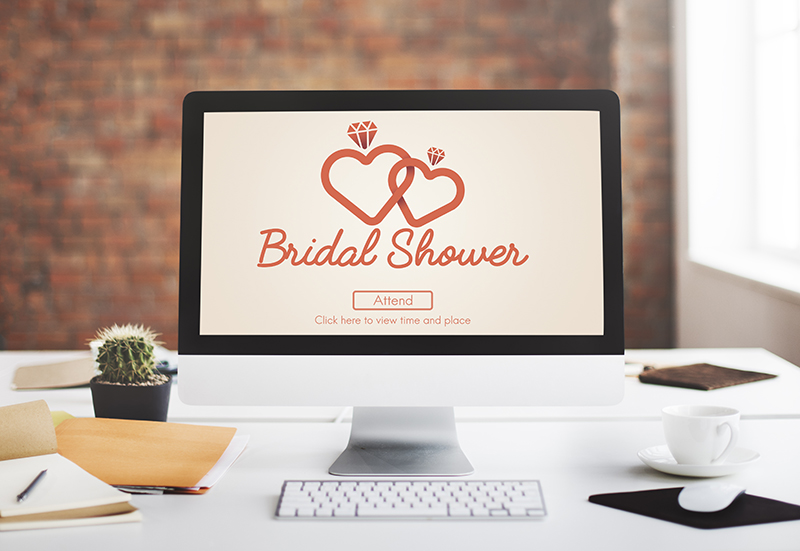 Virtual bridal shower on screen