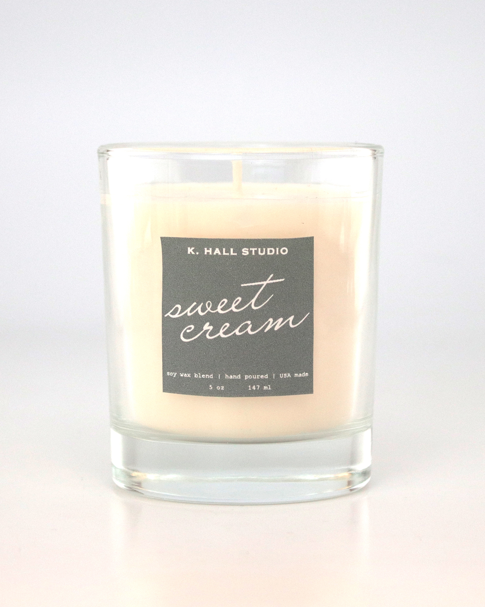 Sweet cream candle with gray label