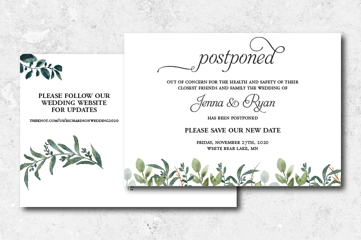 How to tell guests you've postponed the date stationery 
