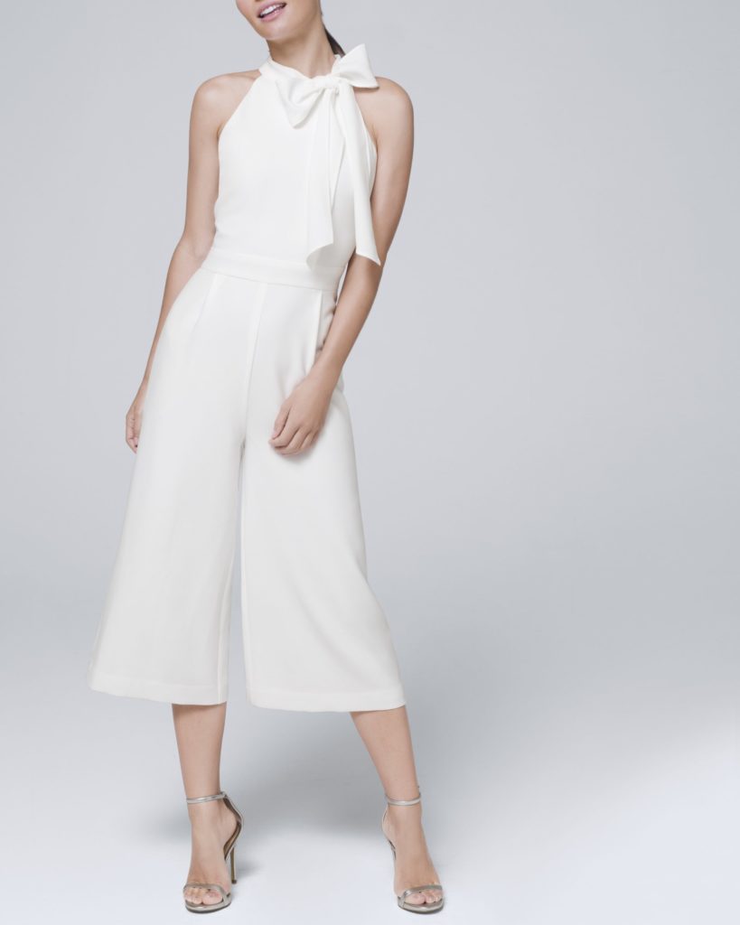 Midi white jumpsuit for micro wedding