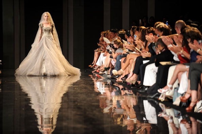 Couture wedding gown on runway
