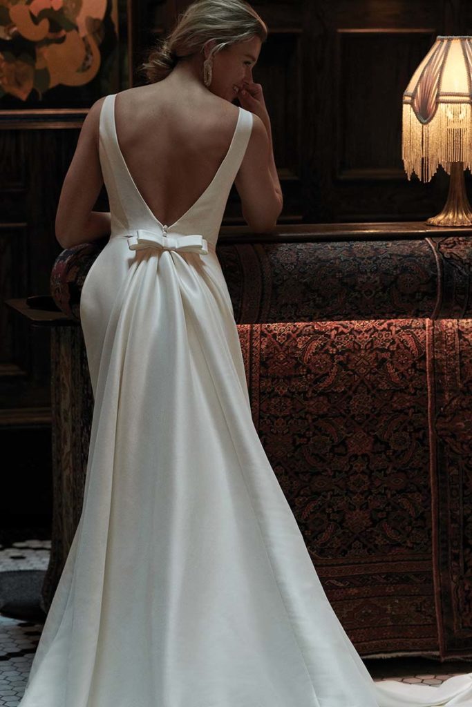 Bridal gown with bow in back by Justin Alexander