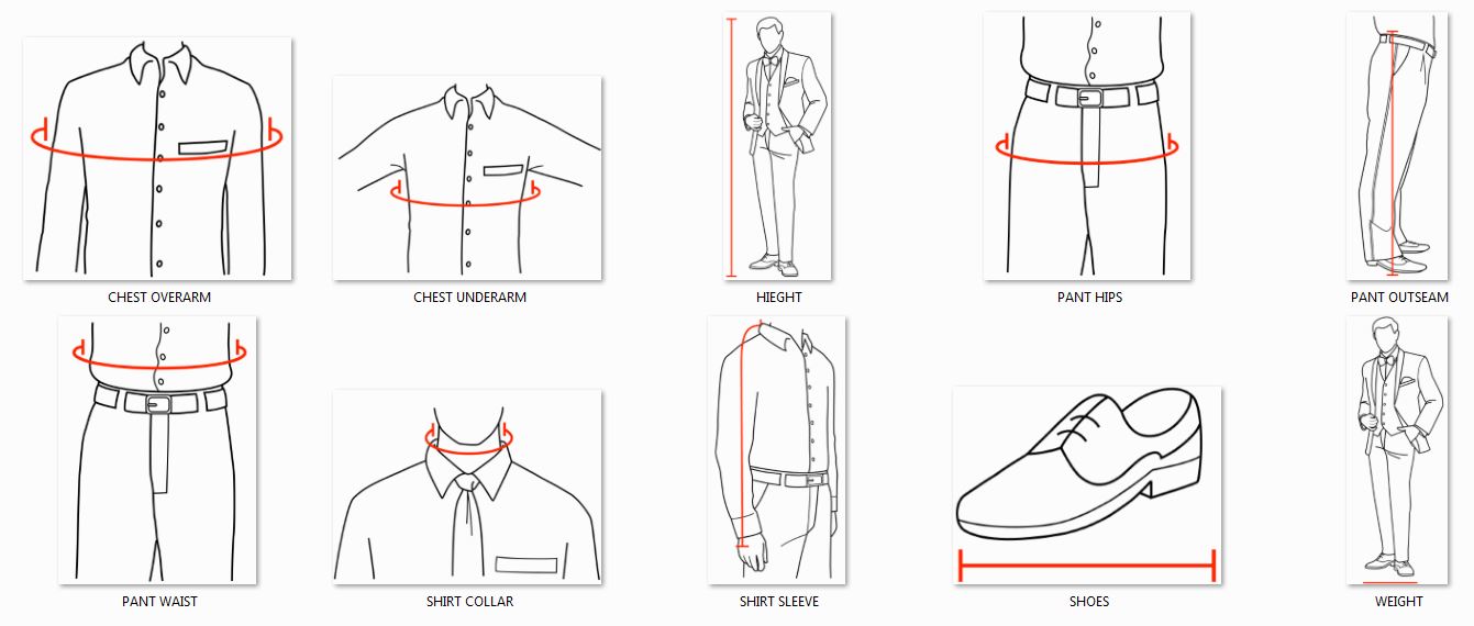 Graphic on how to measure for a tuxedo