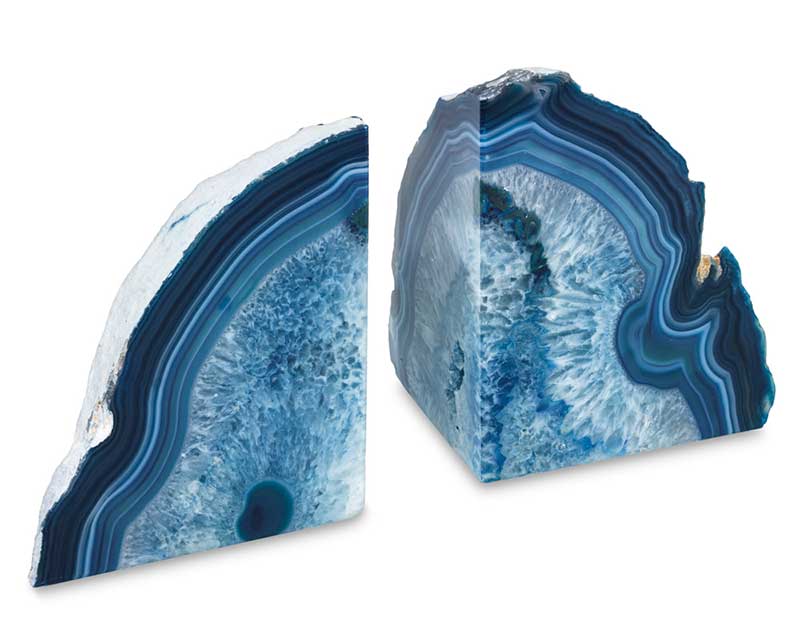 Set of blue agate bookends