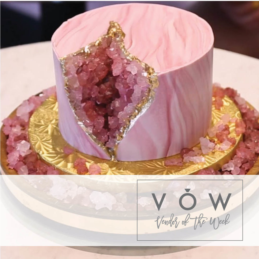 Pink geode cake for wedding