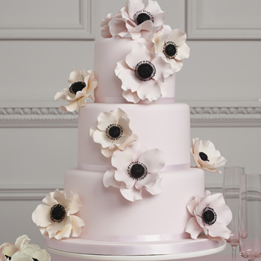Light pink floral spring wedding cake