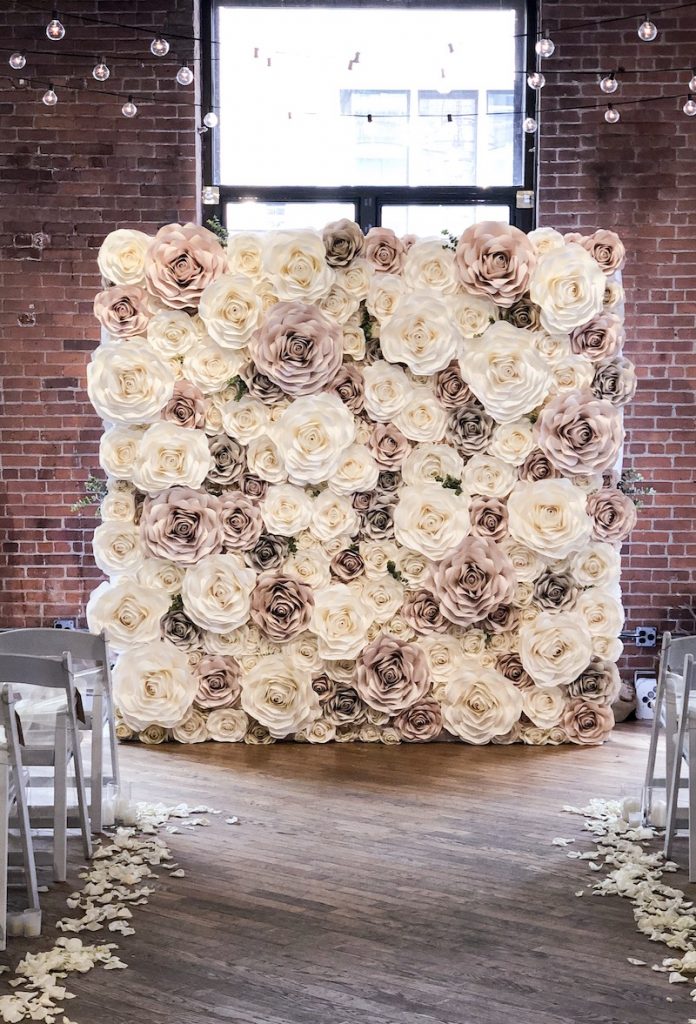 Paper flower photo booth backdrop by New York Paper Flowers