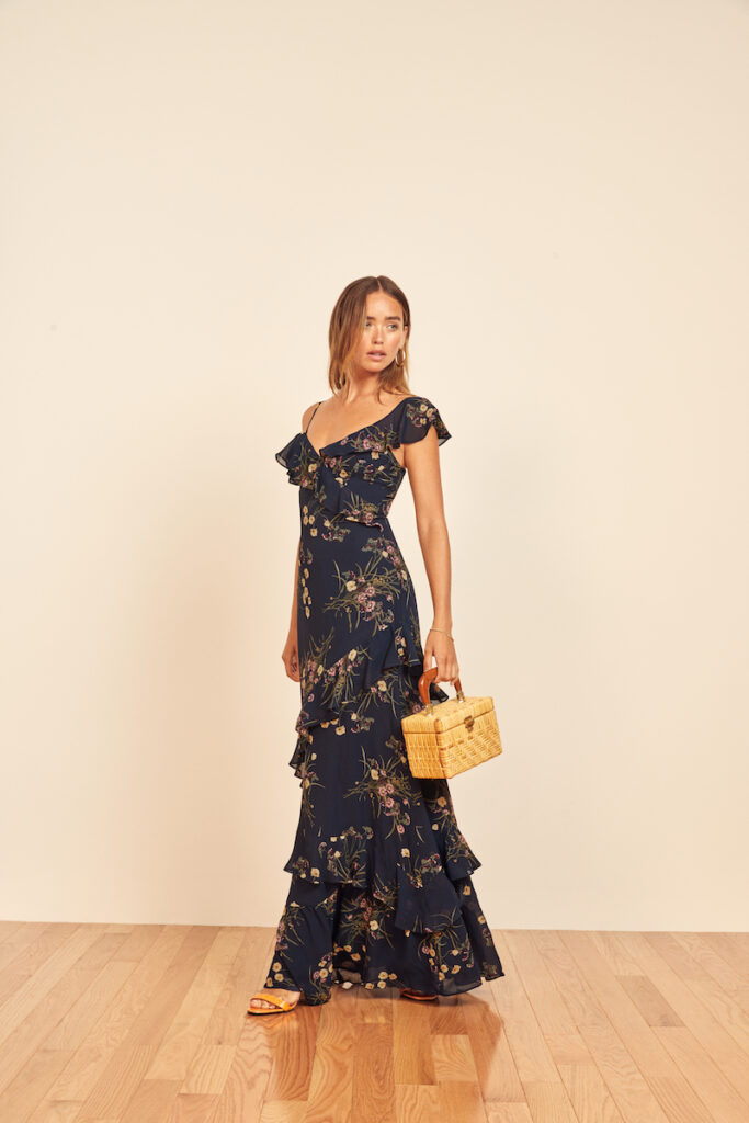 Navy floral pritnt maxi dress by Reformation