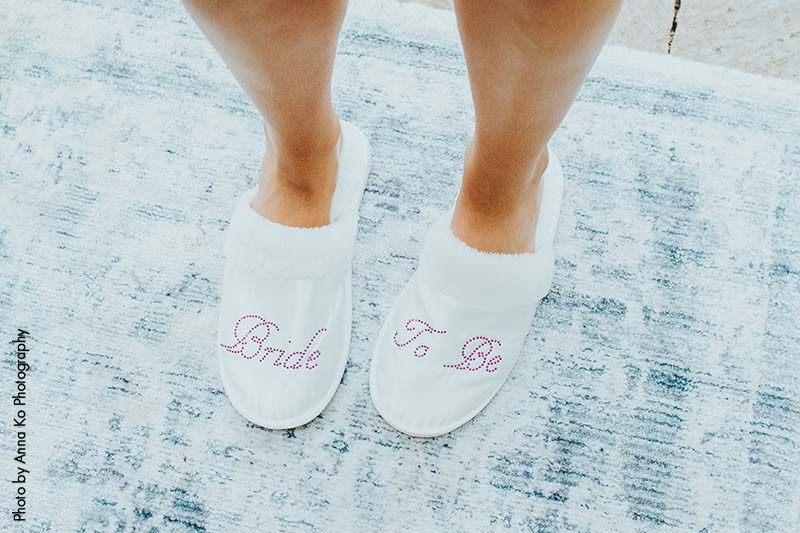 Pink and white bride-to-be slipeprs