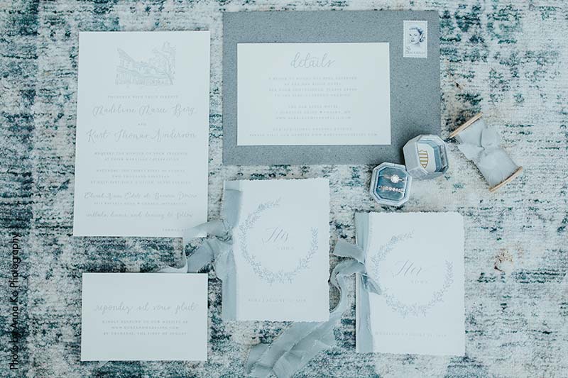 Custom wedding invitations by Jennifer Miller