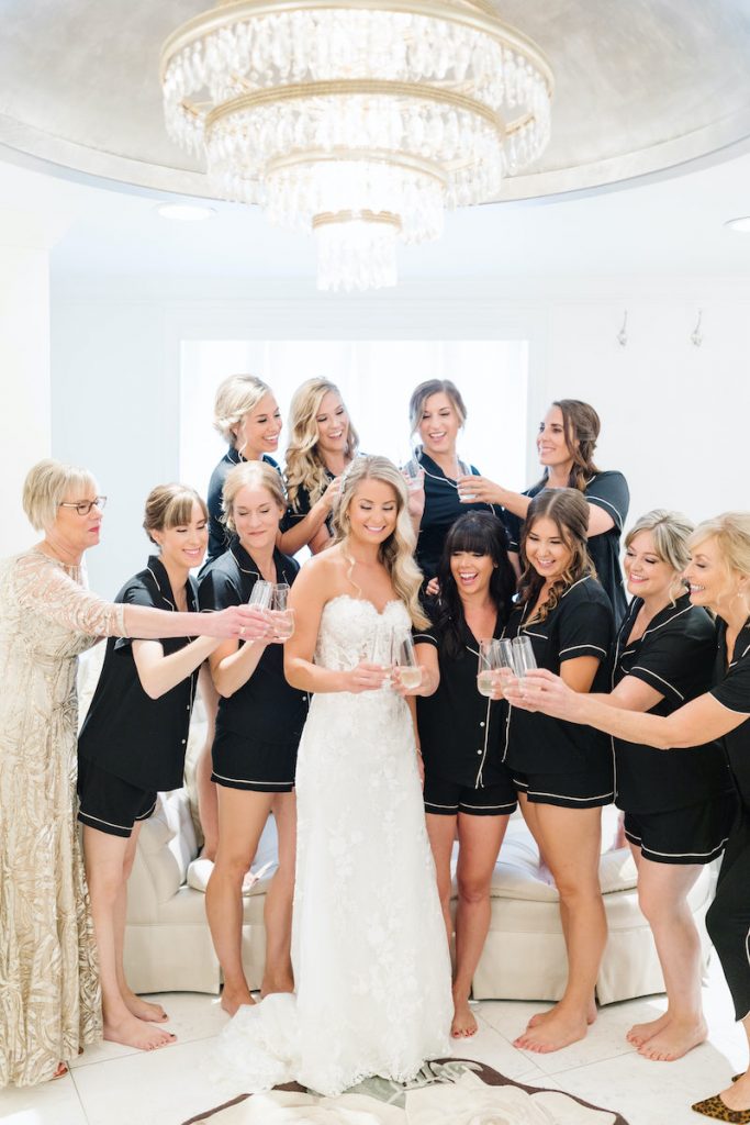 Bride with wedding party in The Saint Paul Hotel bridal suite