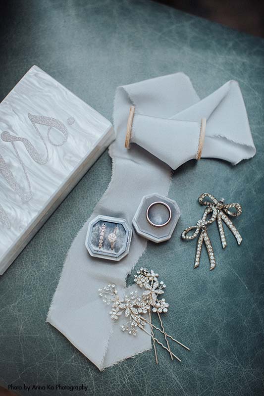 Gold and diamond bridal accessories