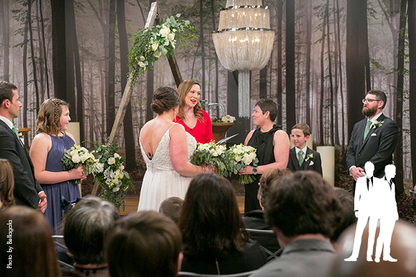 Forest themed same sex wedding ceremony