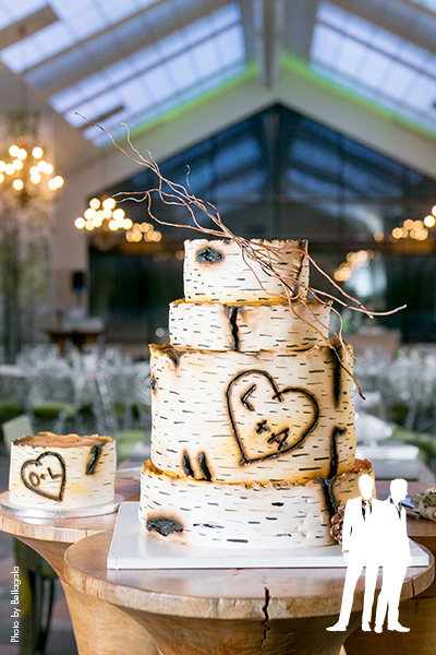 Rustic wedding cake with spray paint