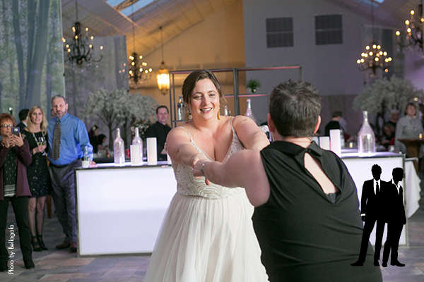 Brides share first dance at Minnesota winter wedding