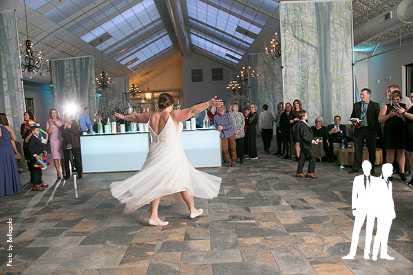 Bride dancing at Minneapolis winter wedding reception