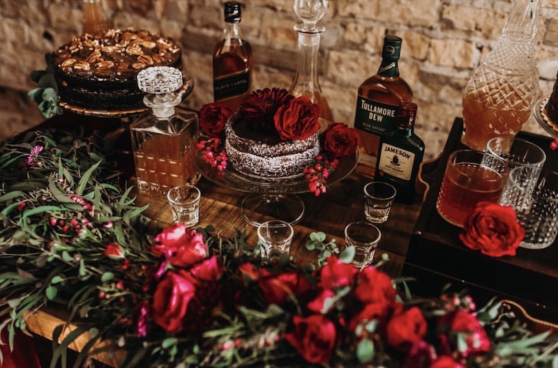Grooms table with liquor 