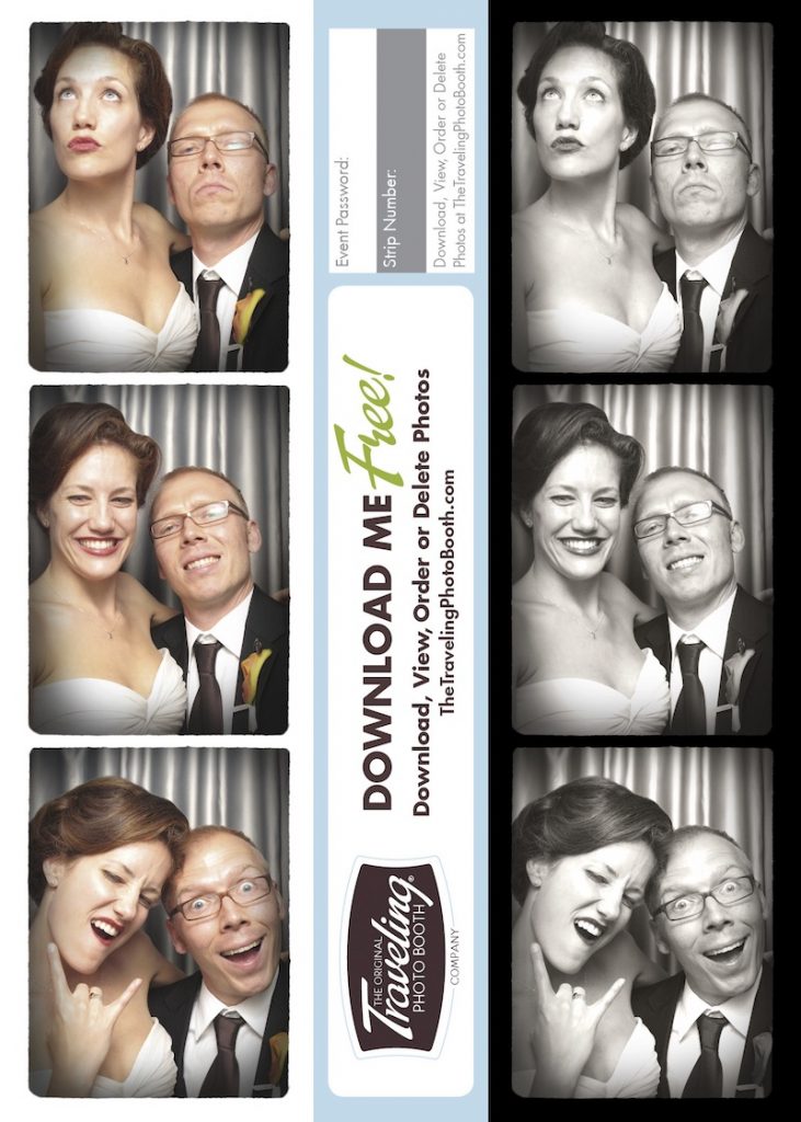 Photo strip of bride and groom at wedding by The Traveling Photo Booth