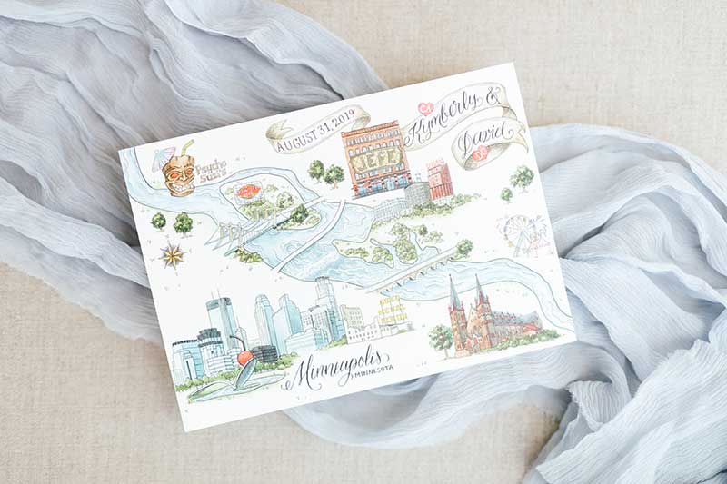 Minneapolis map stationery by Epitome Papers