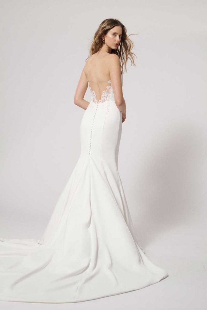 Bridal gown with subtle lace back