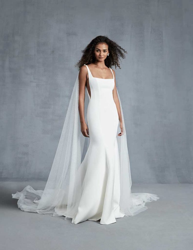 Square neck minimalist bridal gown