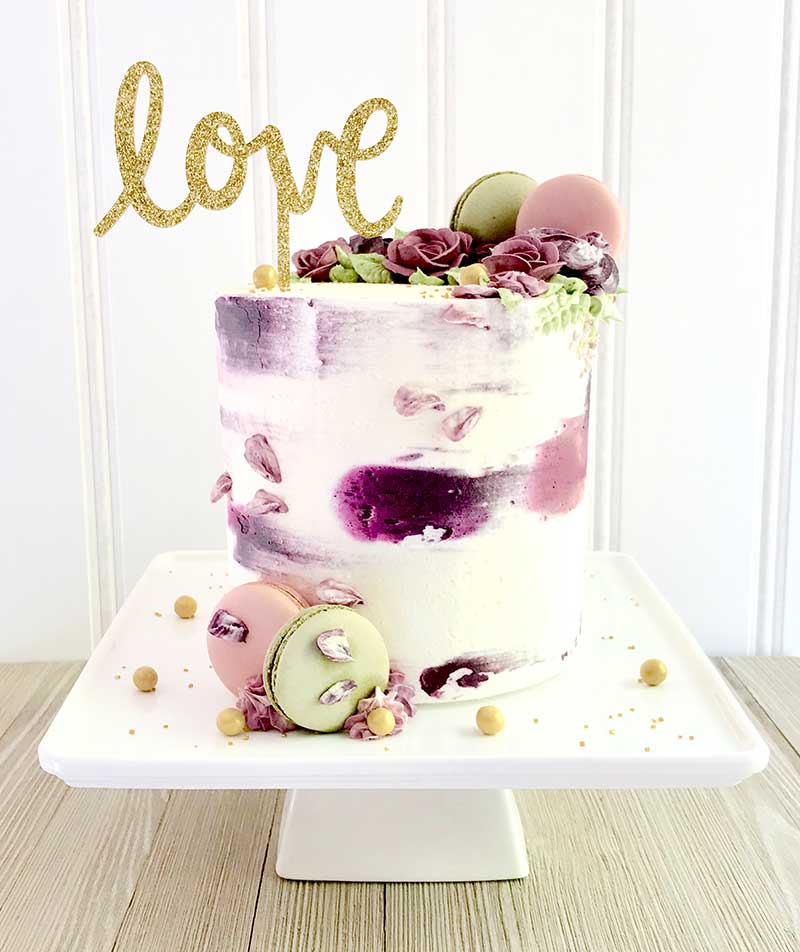 Purple macaron wedding cake by Sweet Lulu's