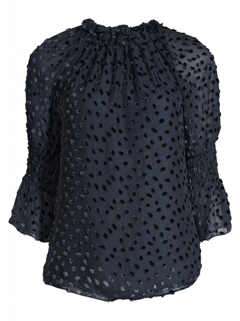 Black velvet dotted blouse