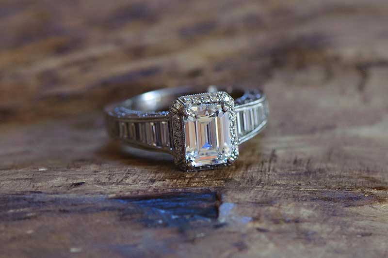 Emerald cut engagement ring shape by Tacori