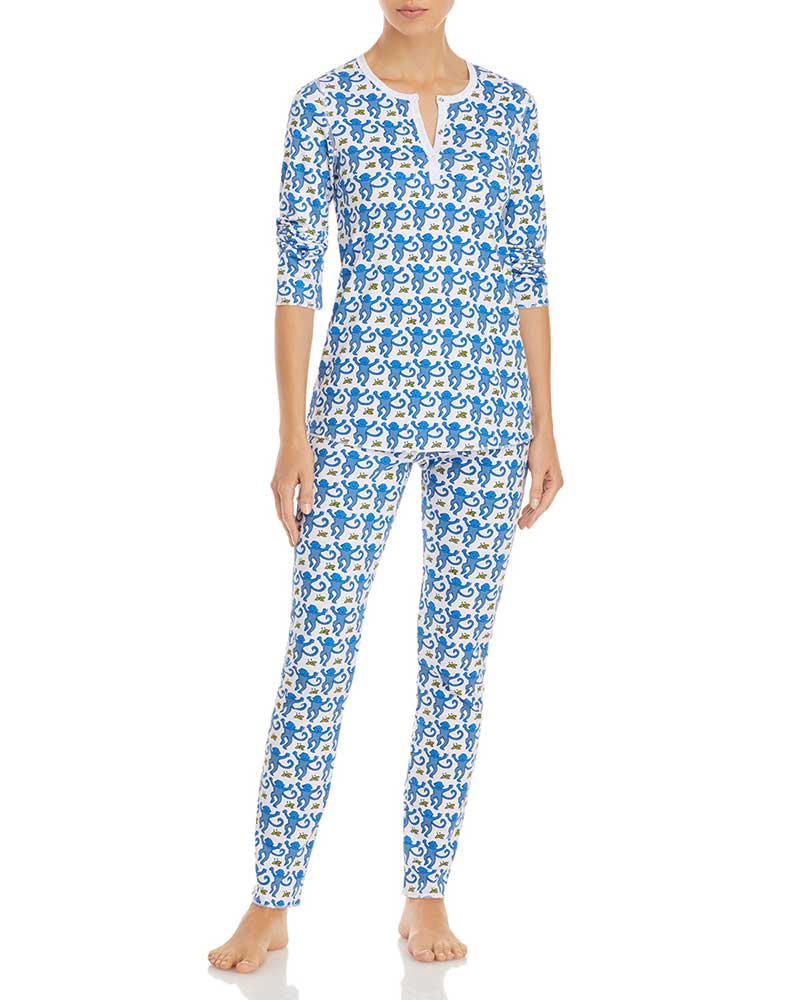Blue and white holiday pajamas