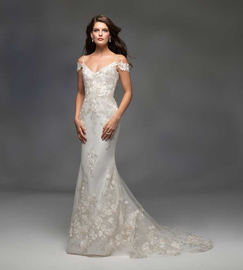 Off-the-shoulder couture wedding gown by Lazaro
