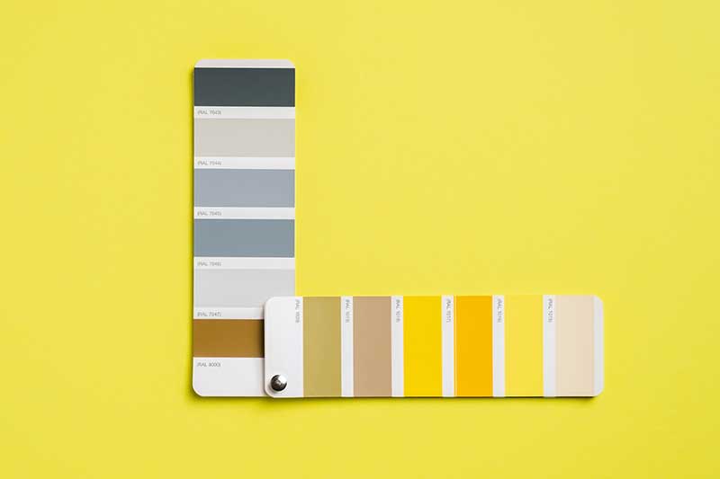 Gray and yellow color palettes