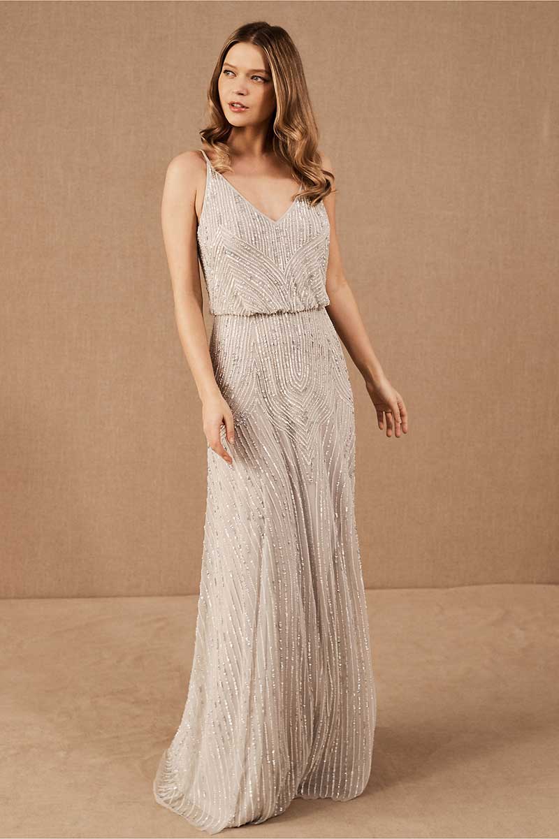 Off-white beaded bridesmaid gown