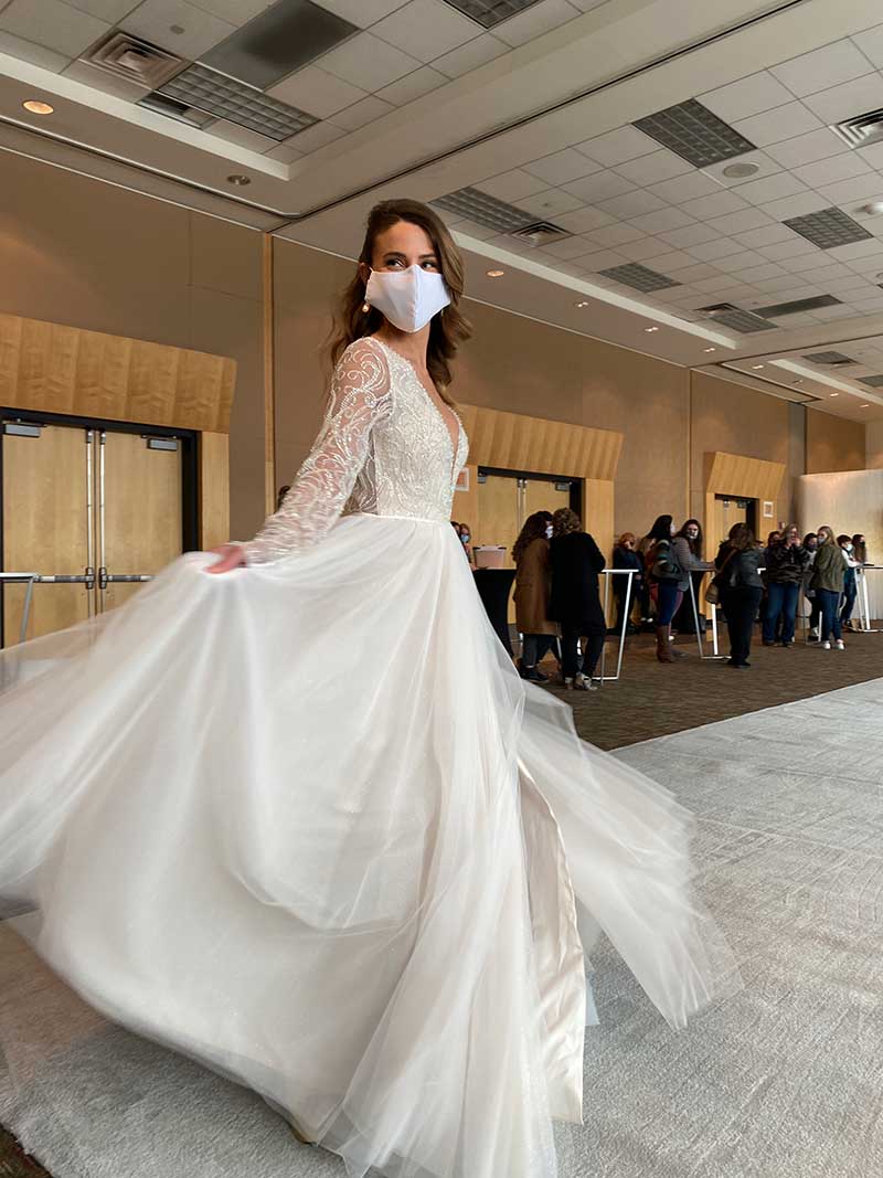 Long sleeve ballgown on twin Cities Bridal Show runway