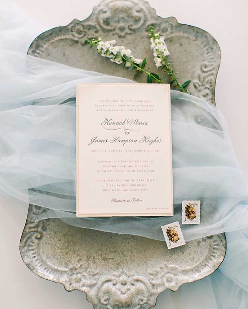 Off-white vintage wedding invitation suite 