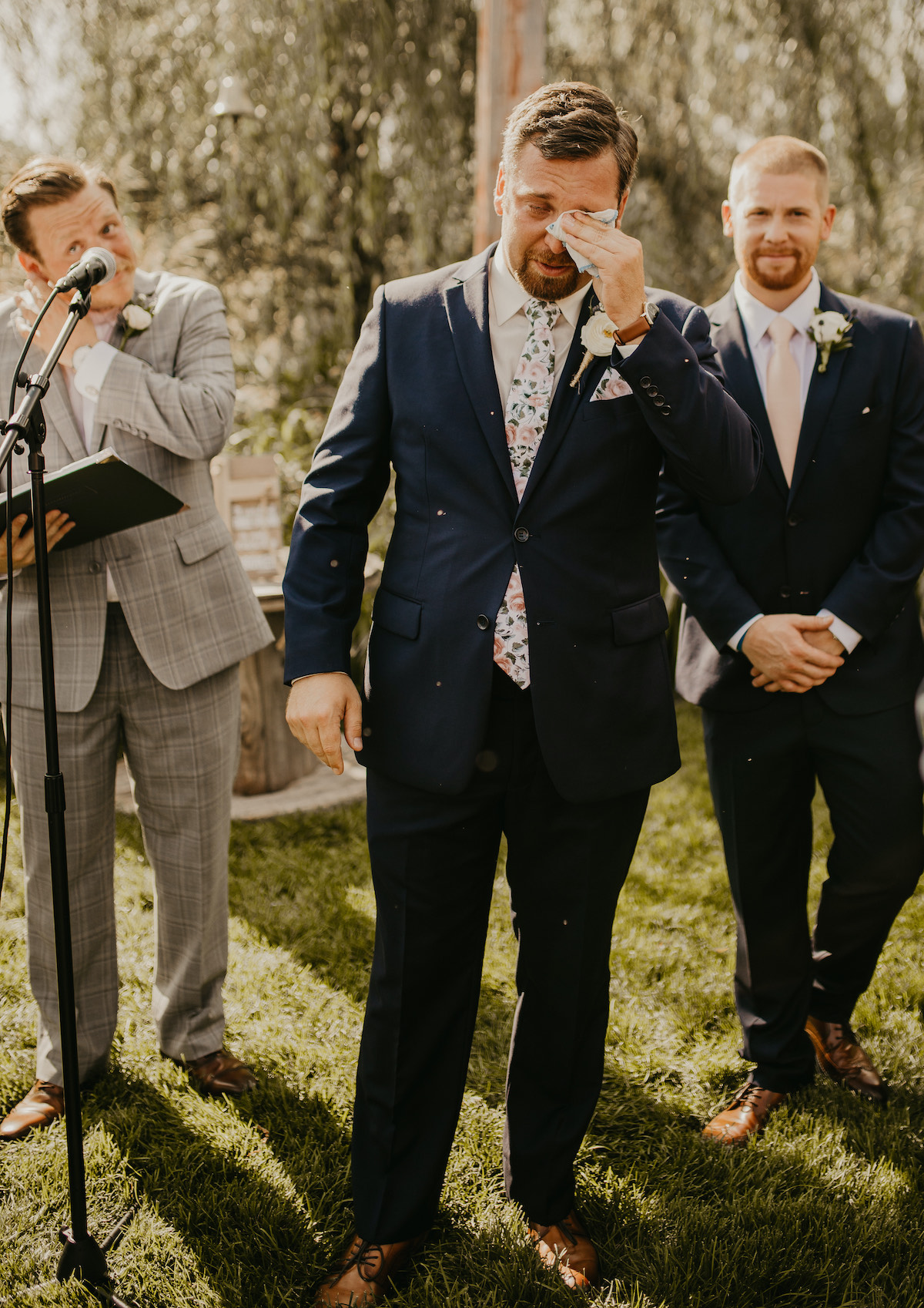 Groom gets emotional at wedding ceremony seeing his bride