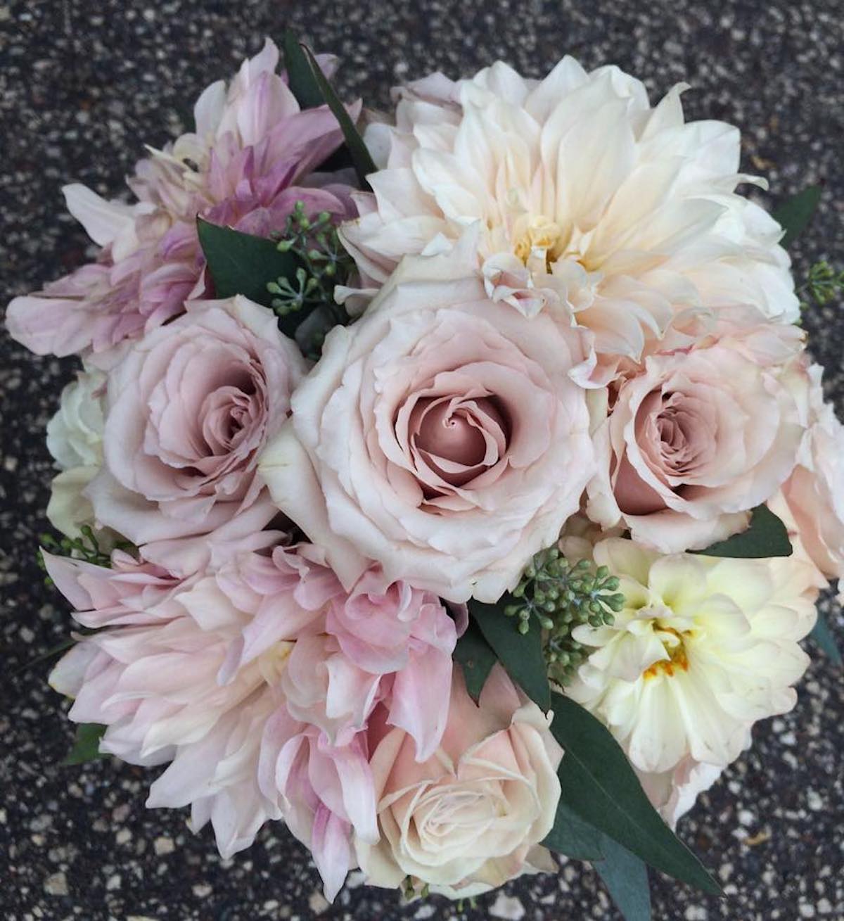 Blush and white pastel wedding bouquet