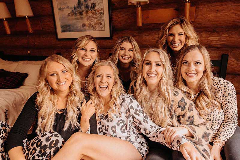 Bridal party gets ready in leopard print outfits