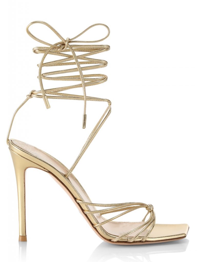 Strappy high-ankle gold heels