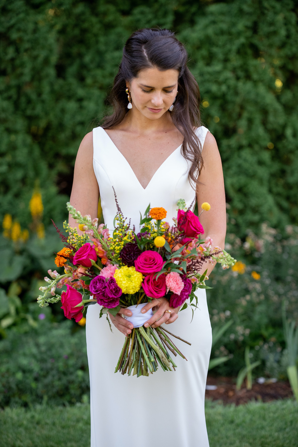 Colorful traditional summer bouquet for bride 
