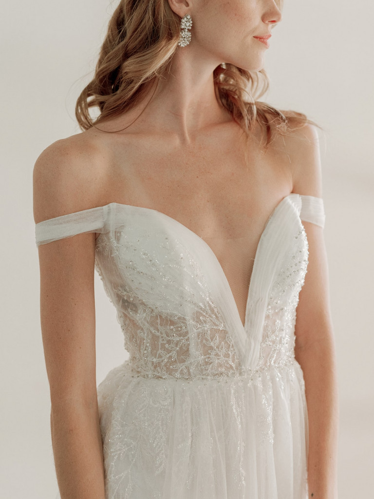 See-through bodice bridal dress by Van Der Velde