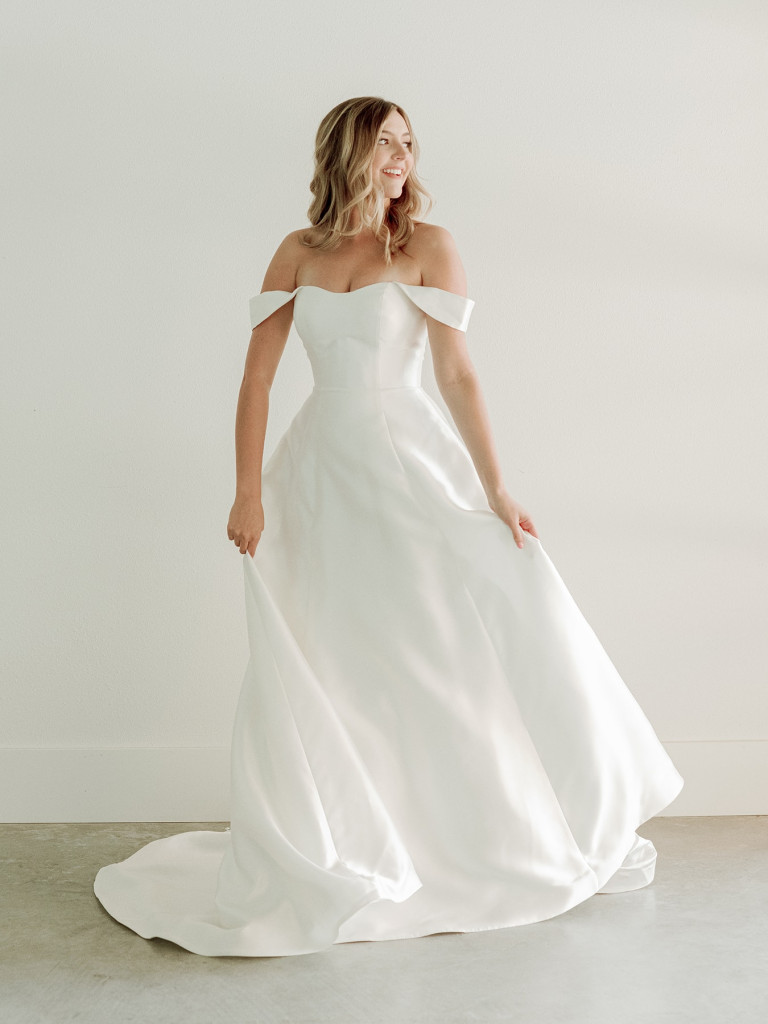 Classic bridal ball gown with chapel length train